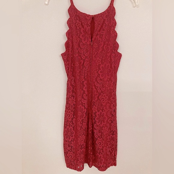 By&by red floral lace slip dress | Halter neck - Picture 2 of 6